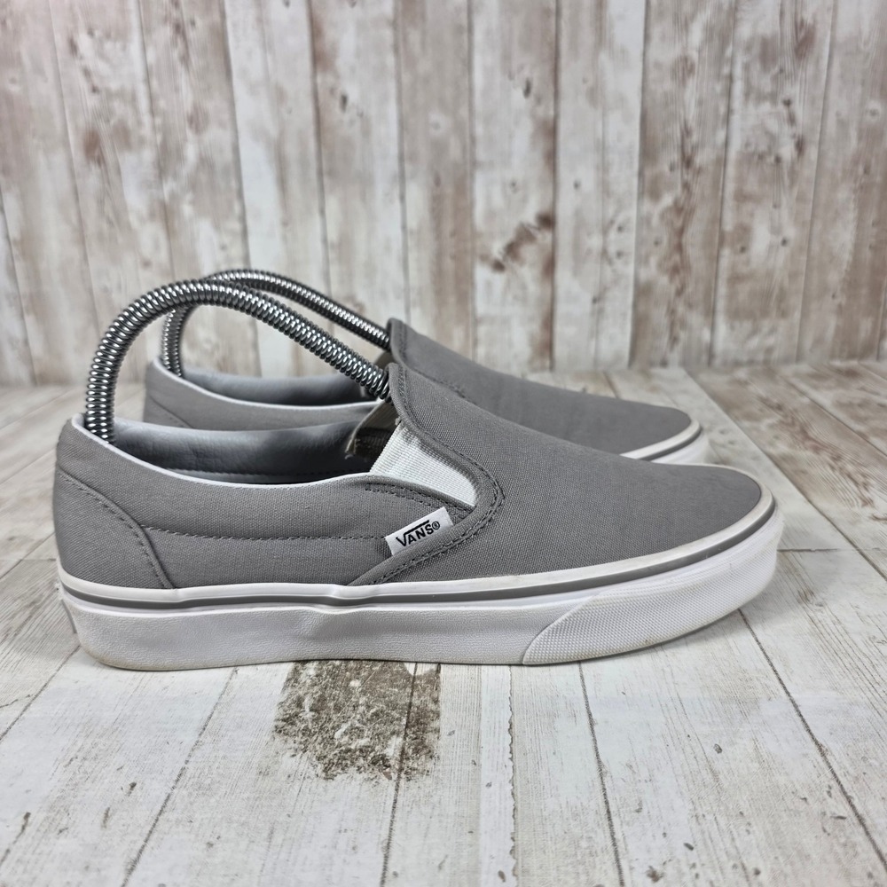 Vans Classic Slip On Gray Canvas‎ Sneakers Womens 8 Mens 6.5 Low Top Shoes